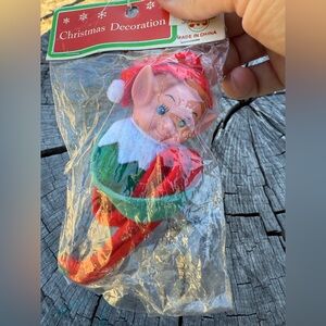Vintage Knee Hugging Elf Ornament